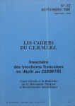 Les Cahiers du Cermtri année 1991 n° 62_0