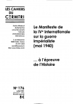 N° 176 - Extraits Le Manifeste de la IVe Internationale sur la guerre impérialiste partie 1