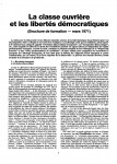 1971 La classe ouvrière et les libertés démocratiques